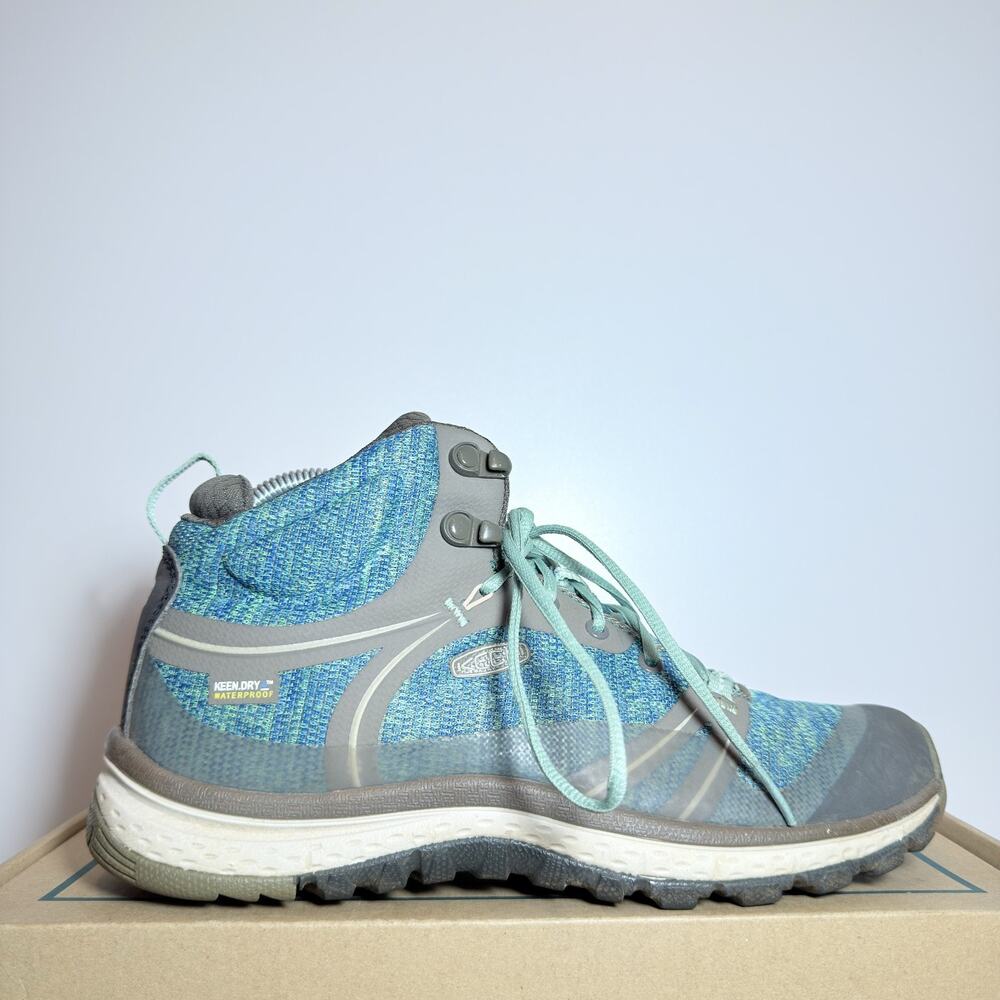 KEEN Terradora Mid Waterproof Hiking Boots Womens Size 7.5 Blue Teal Trail